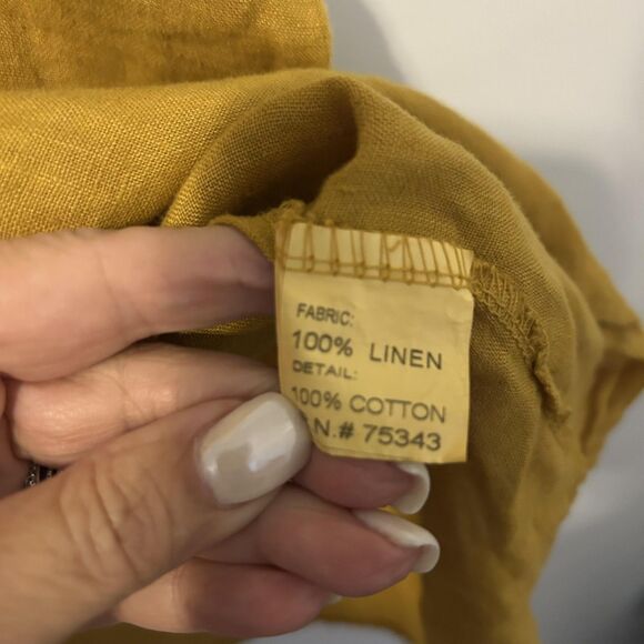 Bella Umbra Tunic top Womens 3X Yellow Linen Cotton Made Italy Boho beach office - Picture 6 of 11
